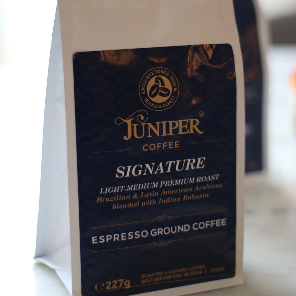 
            
                Load image into Gallery viewer, Juniper &amp;#39;Signature&amp;#39; Coffee Ground 227g
            
        